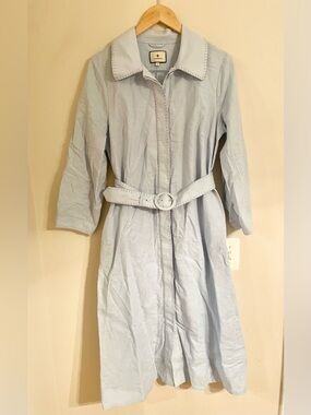 NWOT- Tuckernuck Light Blue Belted Shirt Dress Midi Collared 3/4 Sleeve Size M